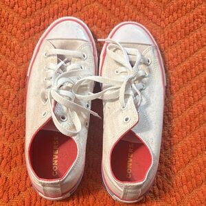 2/25 Converse Pink and White Canvas Sneakers Classic Style